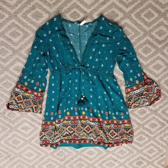 *2 for $15* xhilaration Turquoise Boho Top - Picture 1 of 1